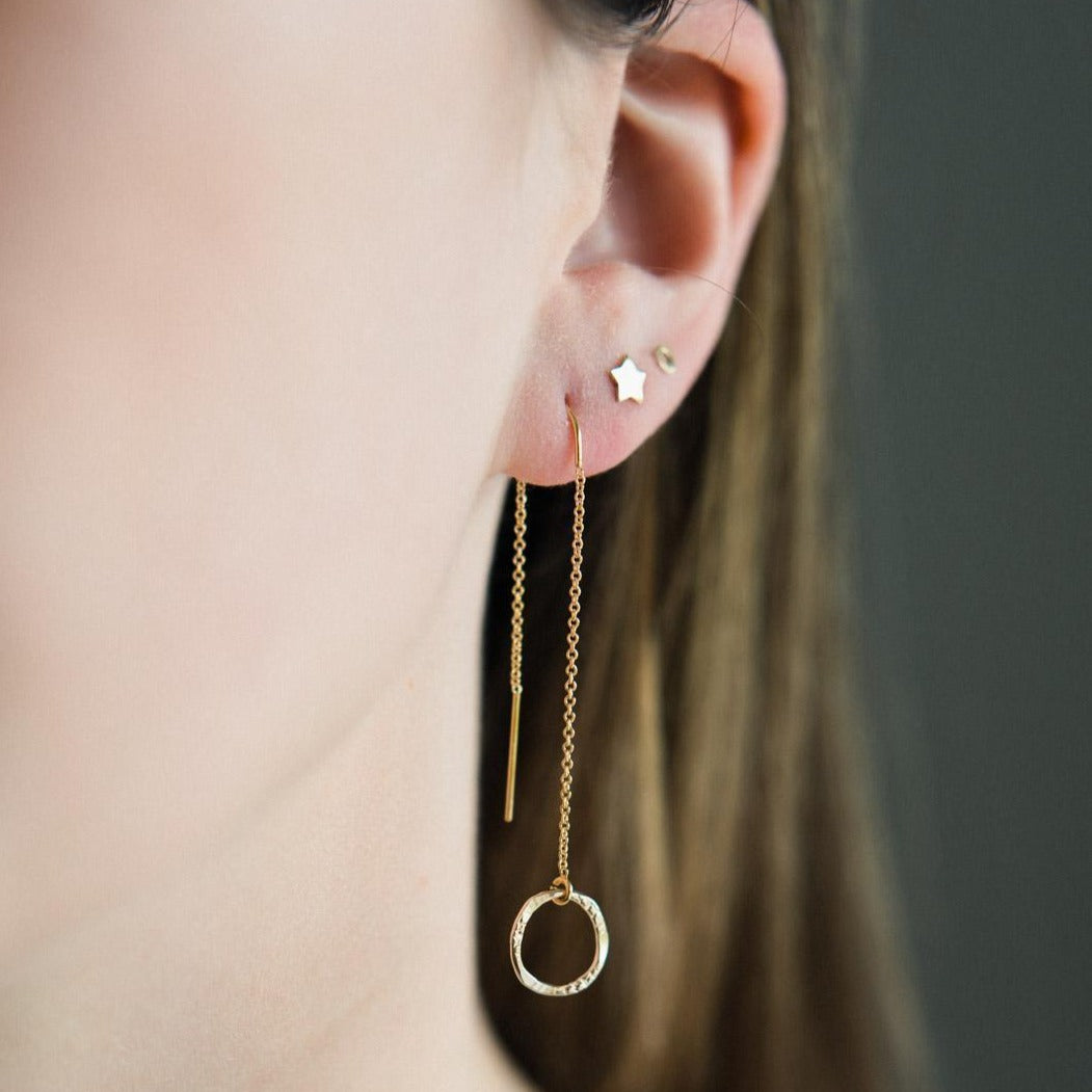 Gold filled threader deals earrings