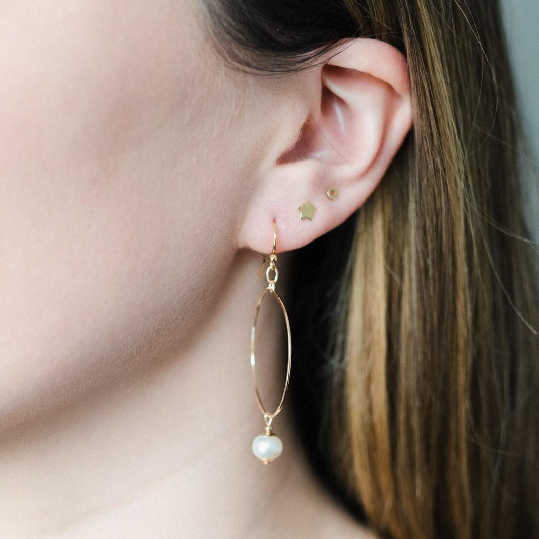 Tiny hoop dangle on sale earrings