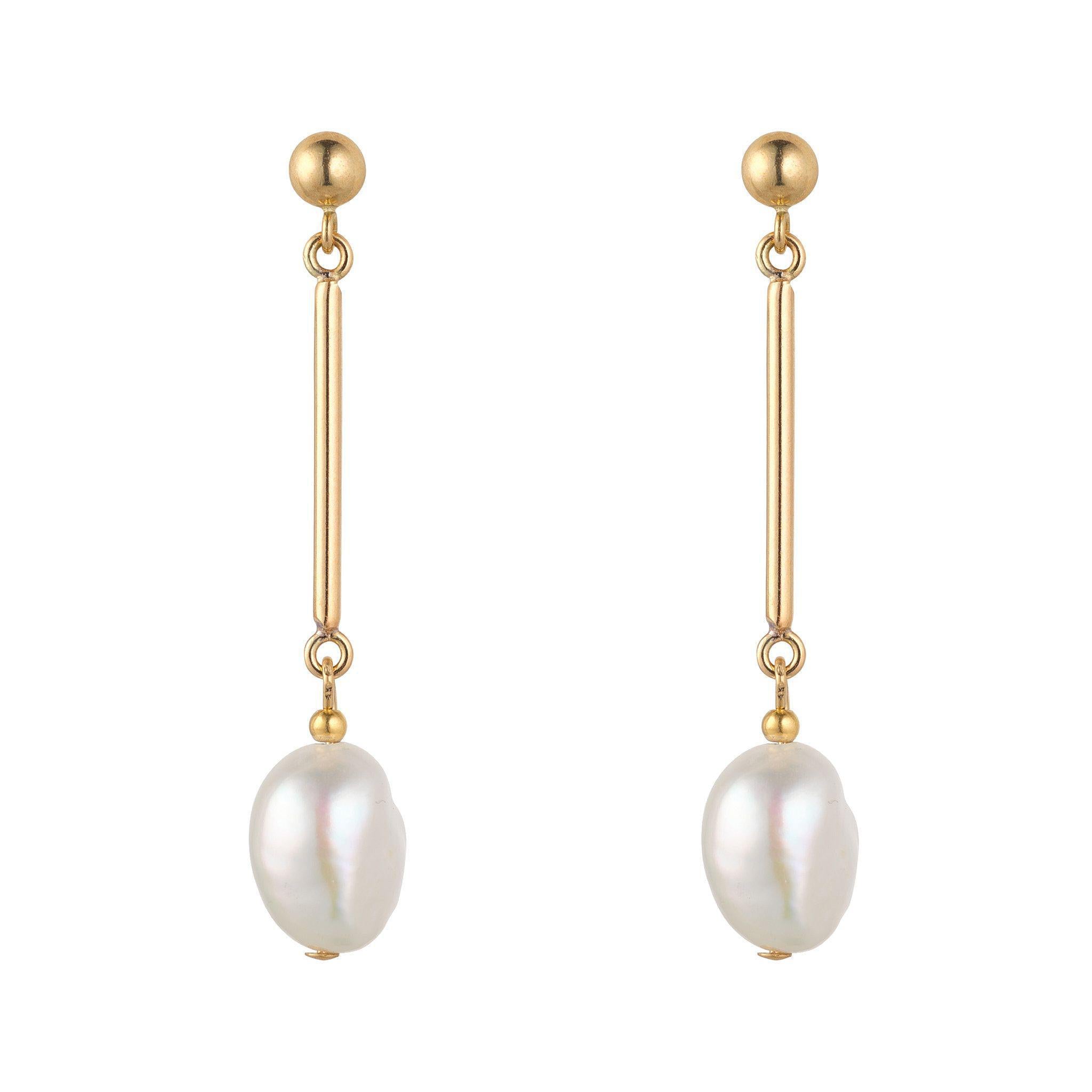 Pearl shop gold earrings