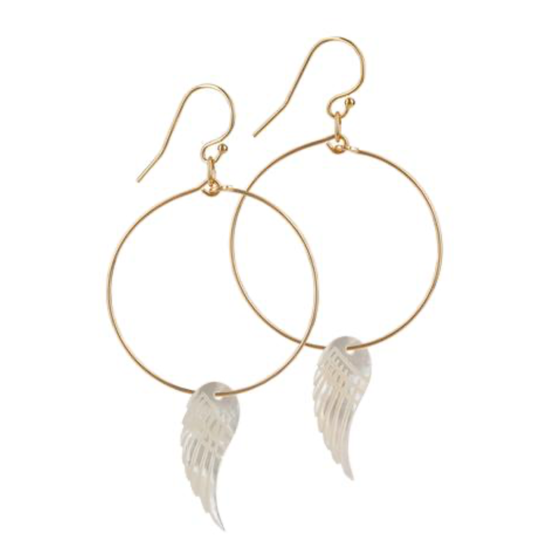 Angel wing hot sale hoop earrings