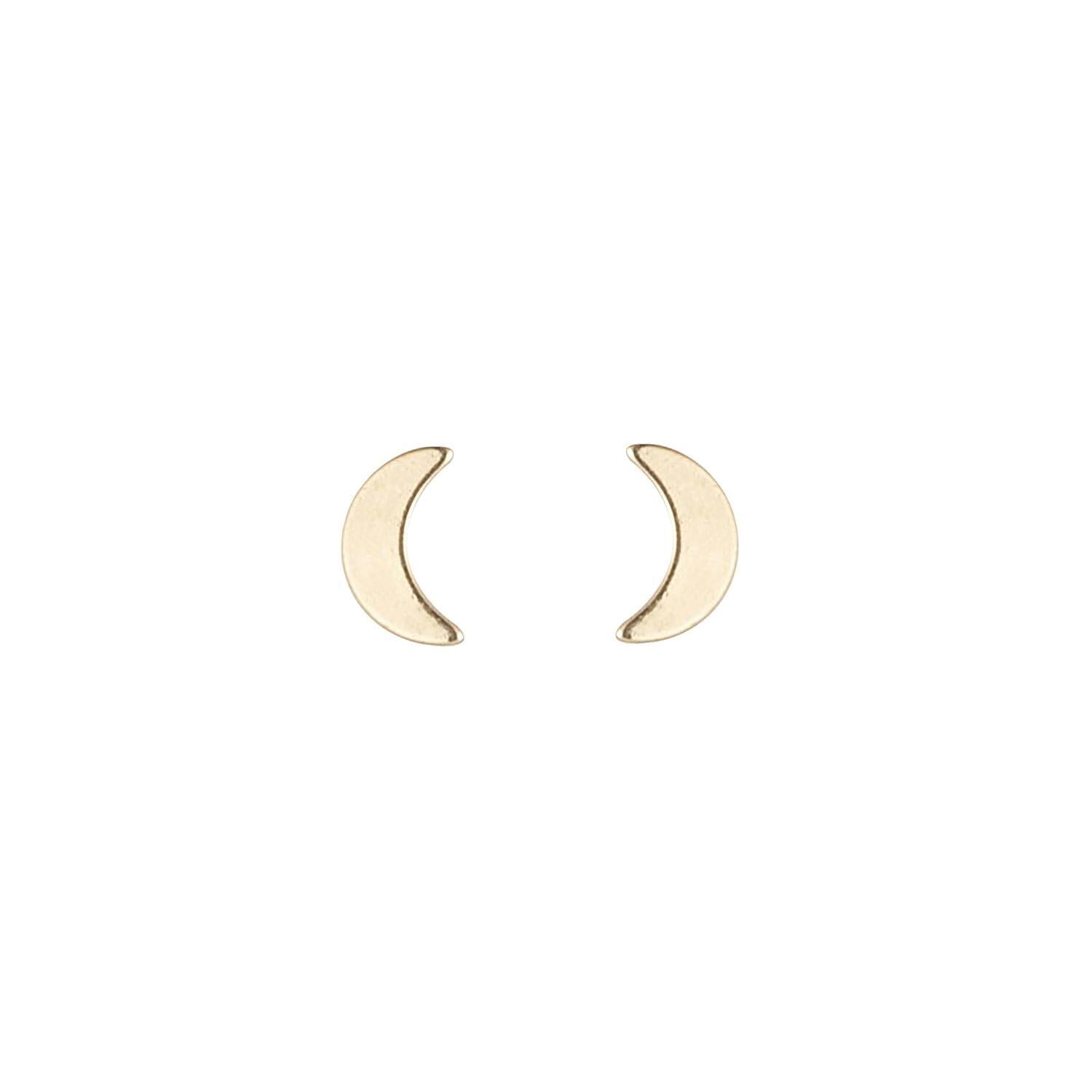 9kt Gold Moon Stud Earrings